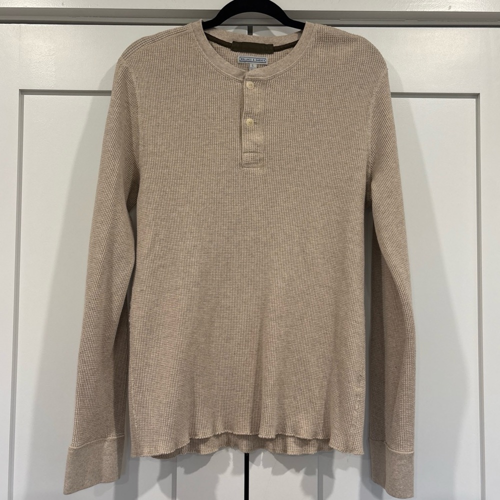 Wallace & Barnes Thermal Henley Shirt Large Waffle Knit  J Crew layer